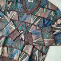 Maglione vintage Missoni Sport geometrico collo aV