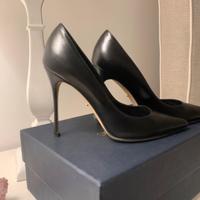 Scarpa decolte nera tacco sottile Sergio Rossi