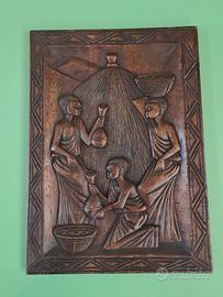 Pannello/Bassorilievo in legno . Africano