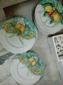 Piatti cucina decorati vietri limoni verdi fondo12