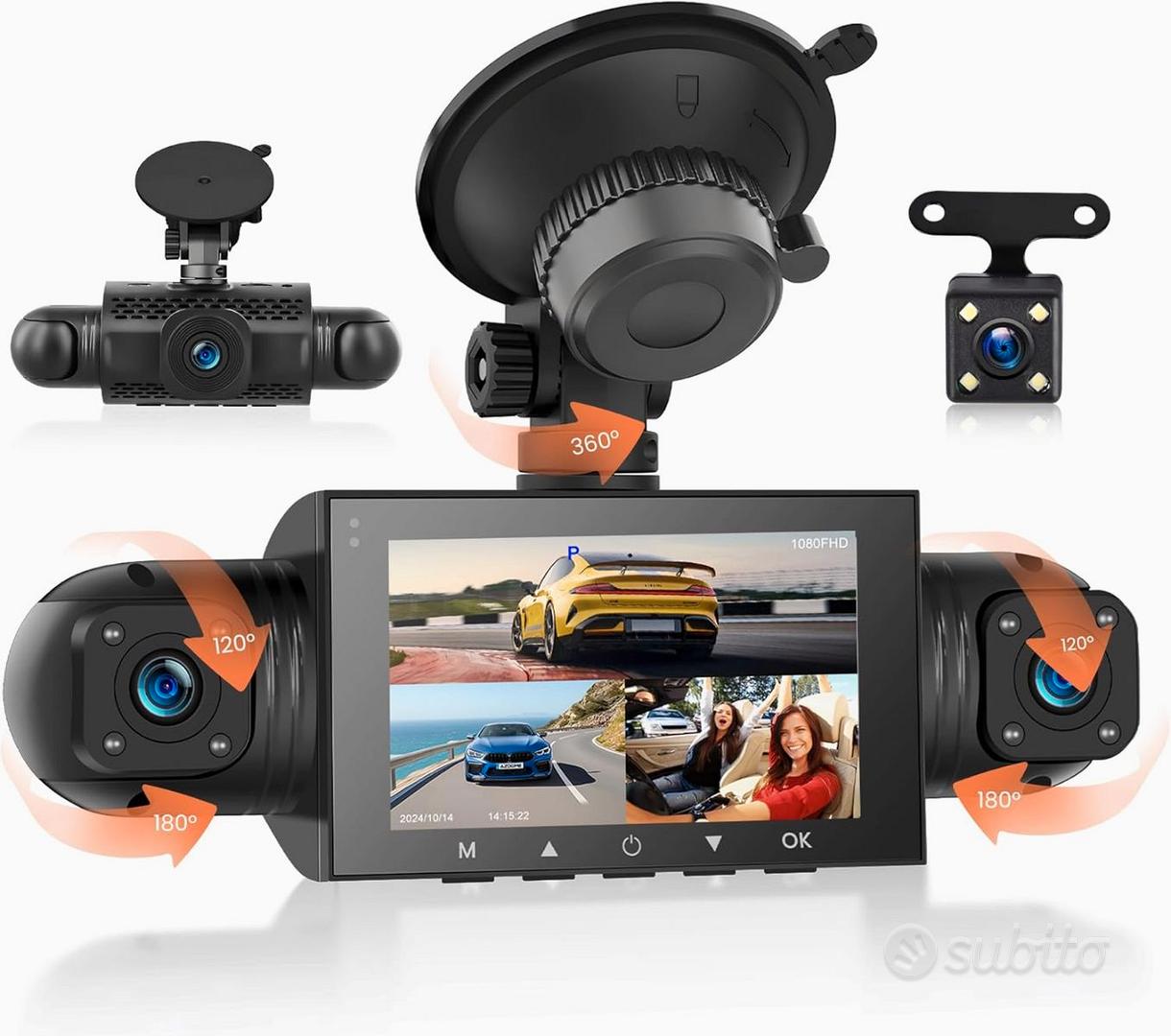 Dashcam Auto 4 Telecamere 1080P - Con Visione Notturna, G-Sensor E Monitoraggio Parcheggio 24h