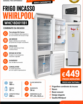 frigo combi incasso WHC18D011B1