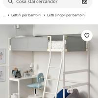 Letto soppalco con piano 90x200cm
