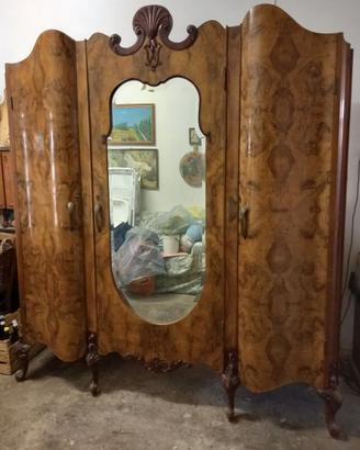 Camera da letto in noce e radica di noce anni '40