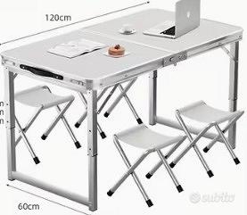 tavolo pieghevole con 4 sgabelli nuovo ancora imba