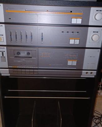 stereo philips con mobile in legno e vetro