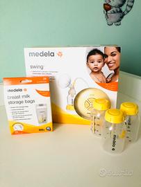 Set tiralatte Medela swing elettr+sacche+bottiglie