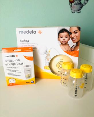 Set tiralatte Medela swing elettr+sacche+bottiglie