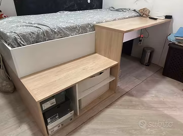 letto singolo con scrivania 