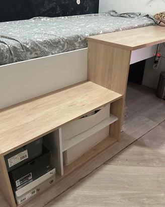 letto singolo con scrivania 