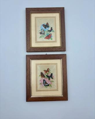 Coppia di quadretti vintage U. Selis su seta
