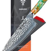 SANMAZUO COLTELLO  CHEF santoku DAMASCATO 67 strat