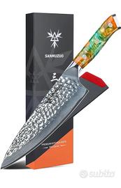SANMAZUO COLTELLO  CHEF santoku DAMASCATO 67 strat