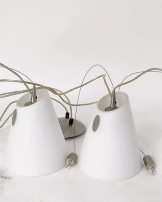 Lampadario 3 luci coni Vetro Bianco metallo