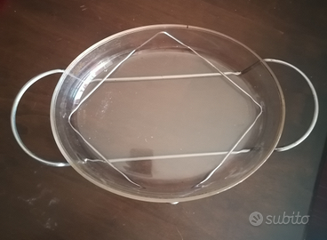 Pirofila Ovale in Vetro (anche forno)e supporto in