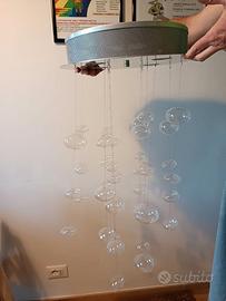 Lampadario con 4 punti luce e pendenti in vetro