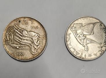 2 monete 500 lire d'argento 