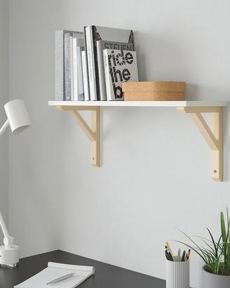 2 mensole Ikea bianco con staffe legno