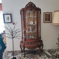 Vetrina vintage in legno intarsiato