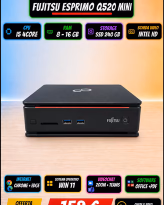 Mini PC Fujitsu i5 RAM Max 32GB 240GB Win11