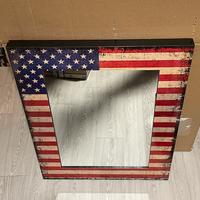 Quadro Specchio in legno bandiera USA 80x60x4