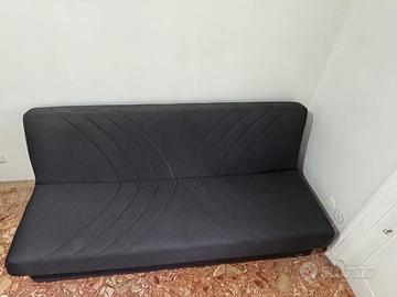 Divano letto 3 posti in tessuto con contenitore