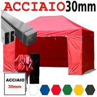 Gazebo 3x4,5m pieghevole rosso estensibile chiosco