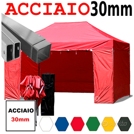 Gazebo 3x4,5m pieghevole rosso estensibile chiosco