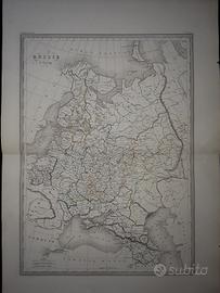 carta geografica dell'Ottocento della Russia