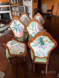 6 sedie in legno di antiquariato