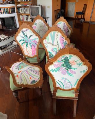 6 sedie in legno di antiquariato