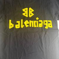Maglietta balenciaga nera logo giallo