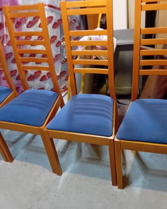 Set 4 sedie in legno con seduta imbottita