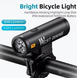 Luce anteriore bici, Led, ricaricabile 2000 lumen