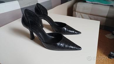 DECOLLETE “MANGO” NERO EFFETTO COCCODRILLO