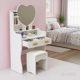 Toeletta trucco con specchio a cuore