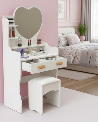 Toeletta trucco con specchio a cuore