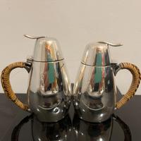 Brocche da colazione argentate con manici in rafia