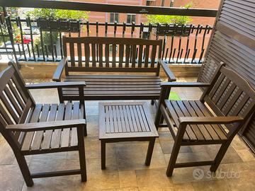 Divano+poltrone in legno