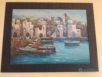 Quadro ad Olio Dipinto a Mano - Borgo Marinaro