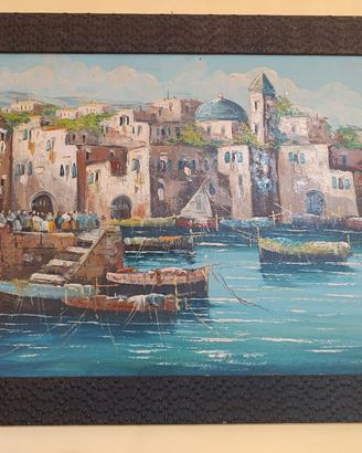 Quadro ad Olio Dipinto a Mano - Borgo Marinaro