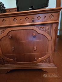 Cassettiera comò legno massello noce