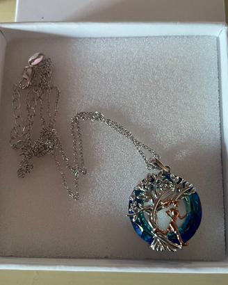 YFN Collana cristallo argento Sterling albero Vita