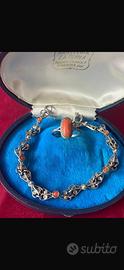 bracciale e anello in argento e corallo