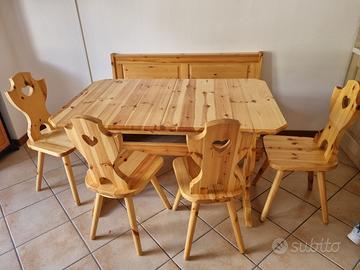 Tavolo+4 sedie+ panca in pino massello