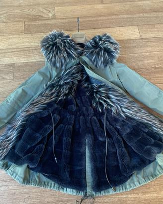 Parka 2 in 1 double-face con eco pelo e kashmir