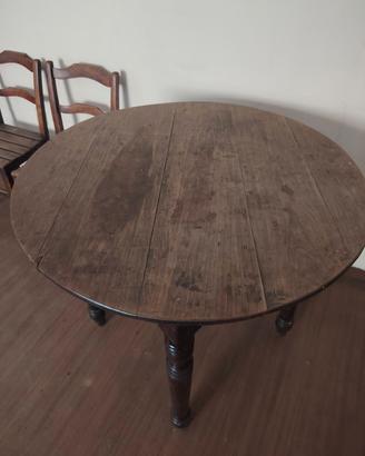 Splendido Tavolo Antico in Legno Massello + 3 Sedi