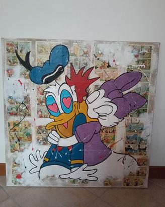 quadro paperino e paperina innamorati fatto a mano