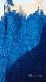 Abito Donna Lungo Cerimonia Pizzo azzurro tg 46