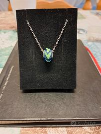 charm in vetro di Murano con Catenina in acciaio 
